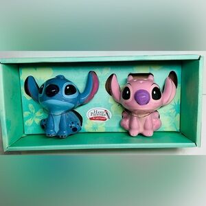 Salt and Pepper Shakers Set Disney Stitch & Angel Ceramic NEW